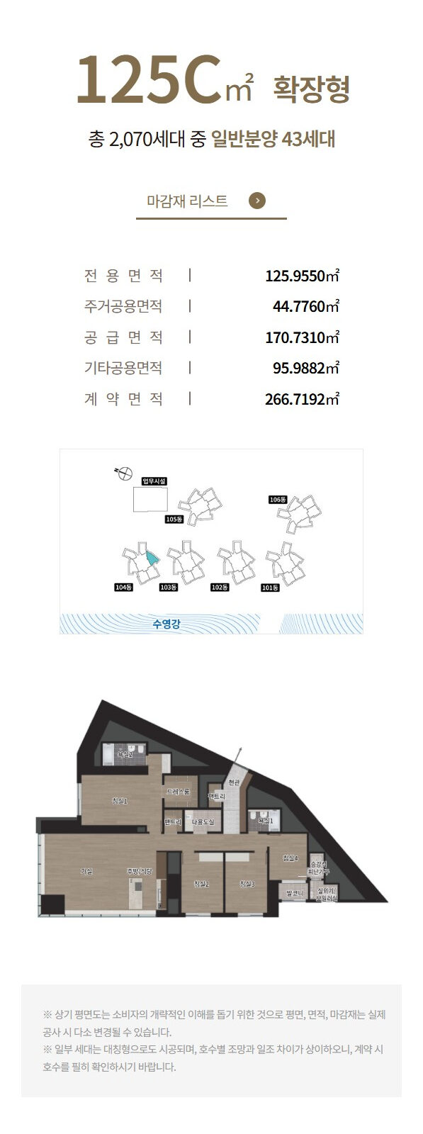 전용 125㎡ C타입 평면도, 상담 표기 51평형